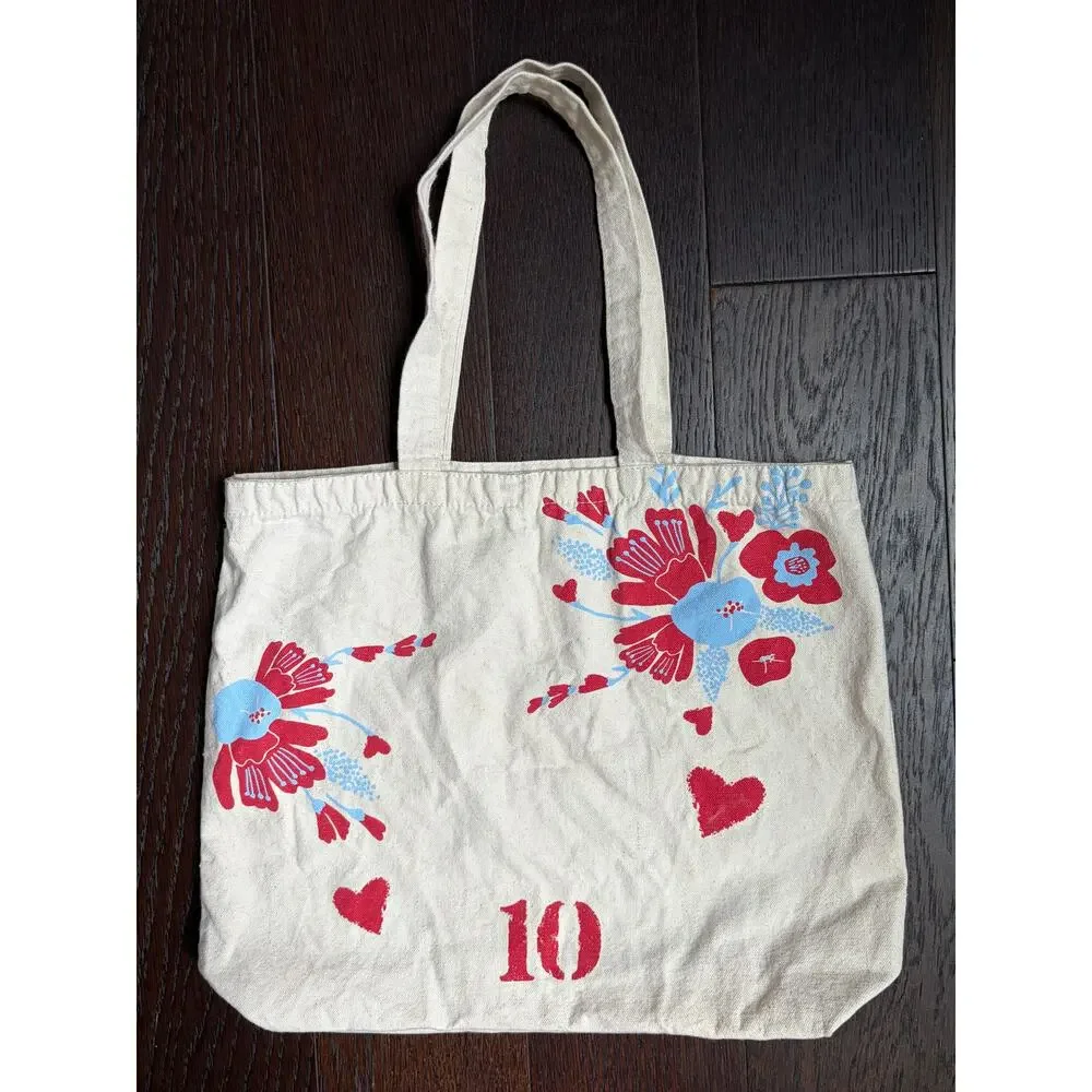 Feed 10 Reusable Floral Canvas Tote Bag